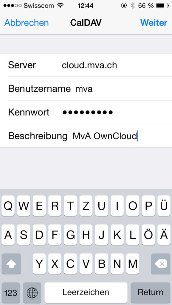 iPhone / iPad Kalender mit MvA ownCloud verbinden - MvA Internet Services